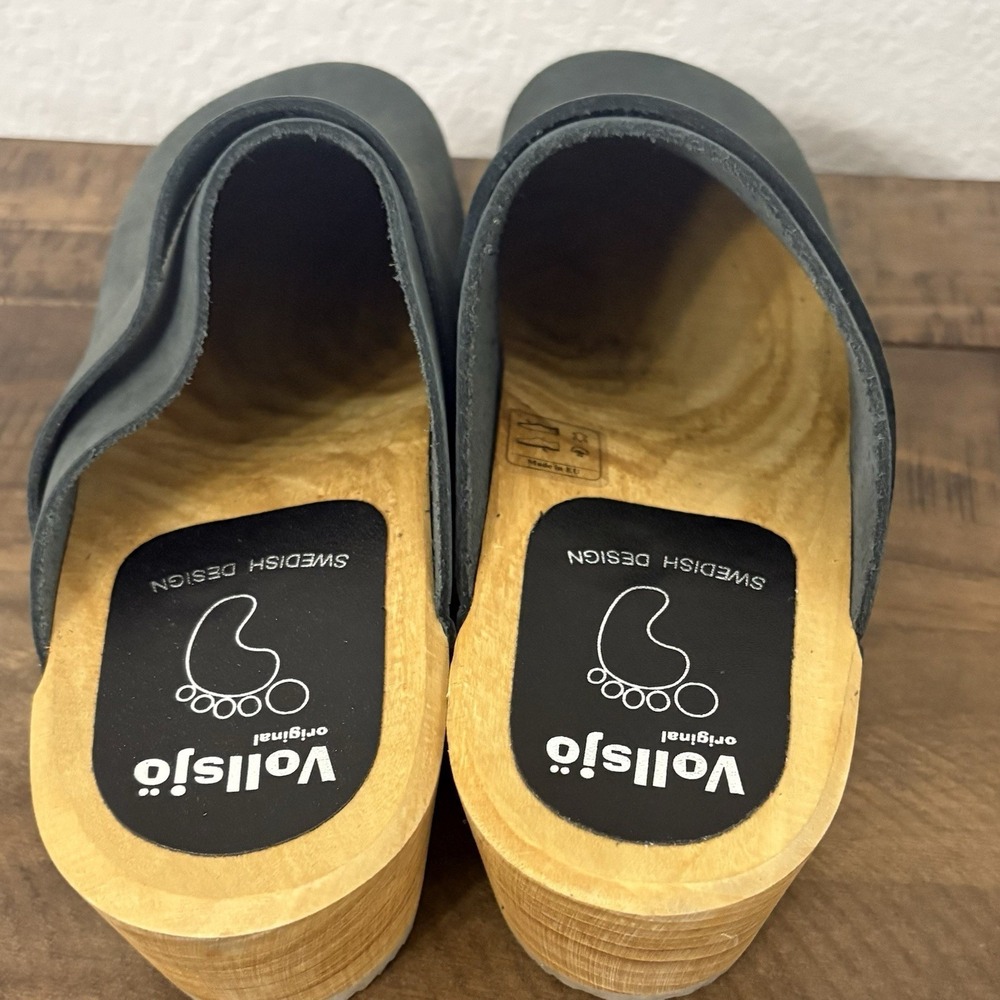 Wooden clogs Blue suede Vollsjo Swedish style US Shoe Size‎ (Women's) 6.5 NEW - Picture 5 of 8